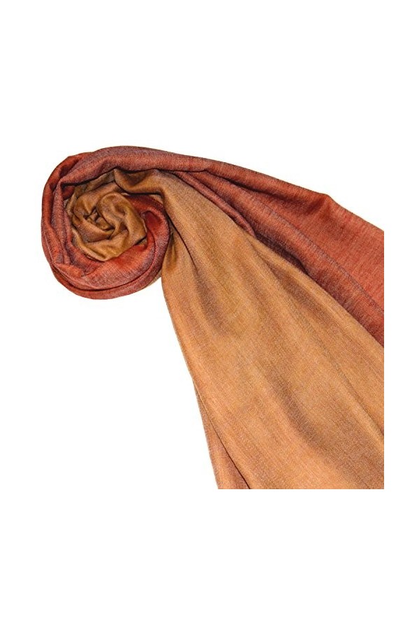 LORENZO CANA Echarpe de 100% Cachemire pour la femme – 70 x 200 cm, bicolore, double face - souple et noble – en rouge orange