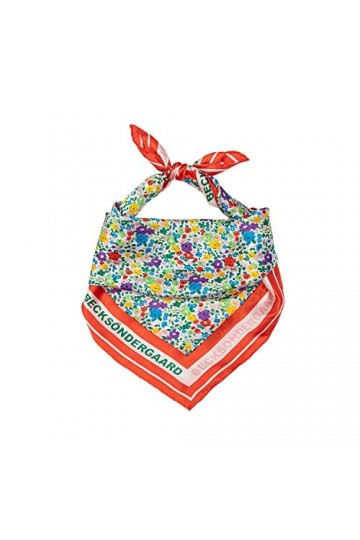 Becksöndergaard Collette Sia 2201650009-201 Écharpe pour femme en soie à fleurs Rouge/multicolore 65 x 65 cm, Grenadine, L: 6