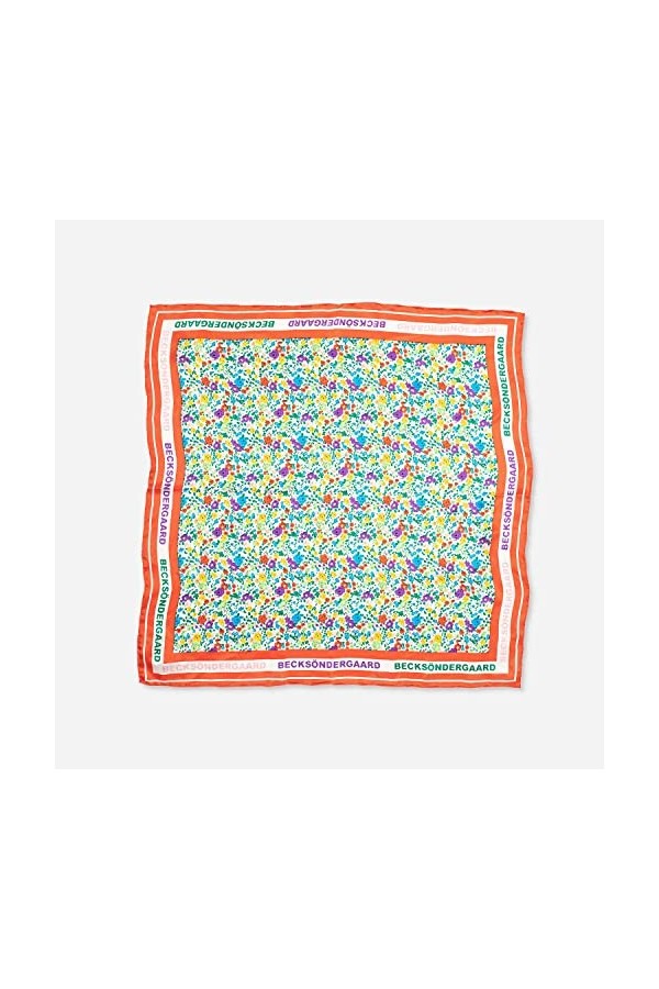 Becksöndergaard Collette Sia 2201650009-201 Écharpe pour femme en soie à fleurs Rouge/multicolore 65 x 65 cm, Grenadine, L: 6