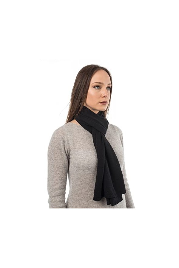 DALLE PIANE CASHMERE - Écharpe 100% cachemire - Made in Italy - Femme/Homme, Couleur: Noir, Taille unique