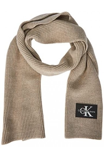 Calvin Klein Jeans MONOLOGO Patch Scarf CKJ, Eggshell, Taille Unique Femme