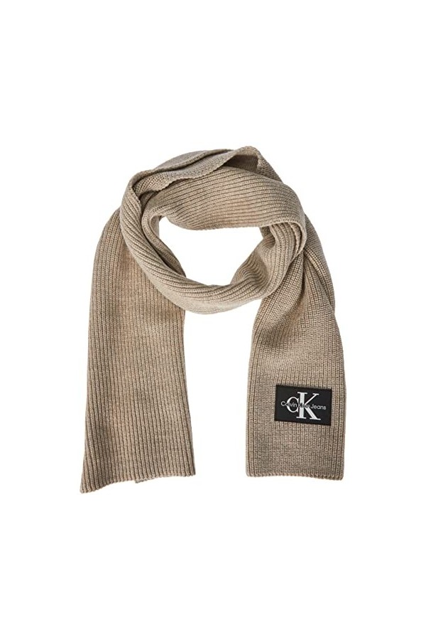 Calvin Klein Jeans MONOLOGO Patch Scarf CKJ, Eggshell, Taille Unique Femme