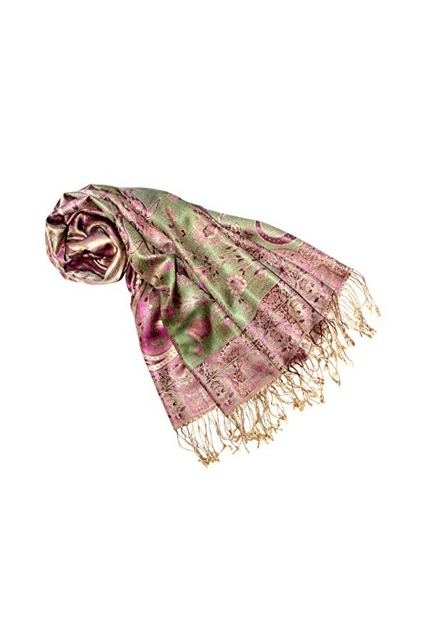 LORENZO CANA - Écharpe Pashmina Jacquard tissé 100% soie Motif cachemire Multicolore 70 x 190 cm - - Taille Unique