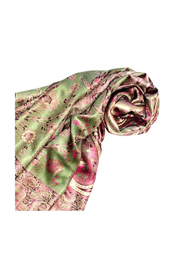 LORENZO CANA - Écharpe Pashmina Jacquard tissé 100% soie Motif cachemire Multicolore 70 x 190 cm - - Taille Unique