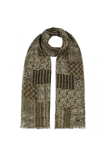 Stetson Pattern Mix Écharpe en laine pour femme Écharpe homme Écharpe tricotée pour homme et femme – Avec franges automne-hiv