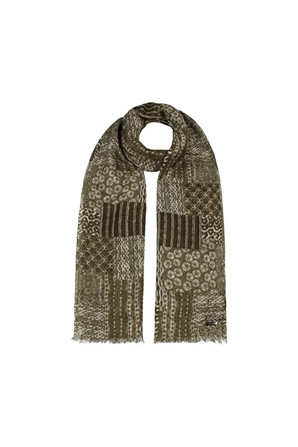 Stetson Pattern Mix Écharpe en laine pour femme Écharpe homme Écharpe tricotée pour homme et femme – Avec franges automne-hiv