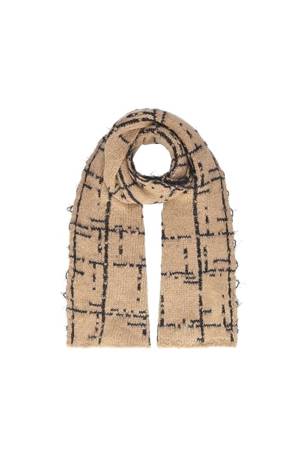 HAT YOU Écharpe élégante pour femme avec motif géométrique, beige, taille unique