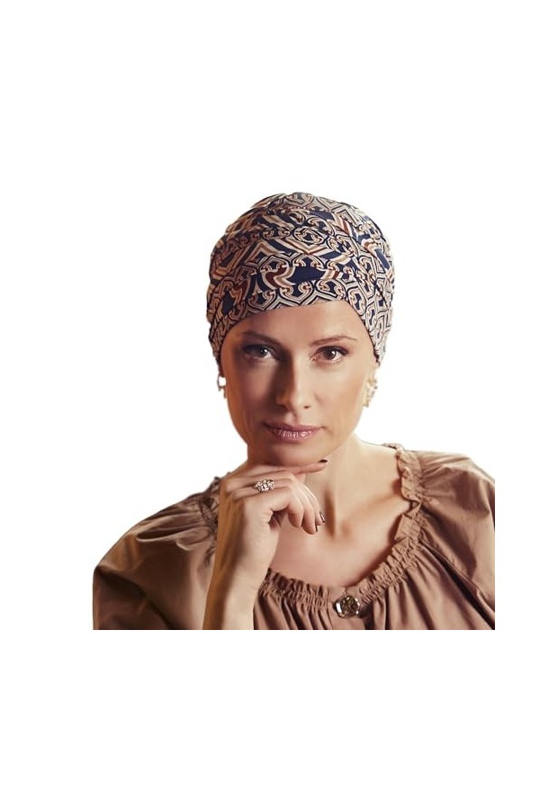 Christine Headwear Turban Shanti, Formes infinies de Bleu, Taille Unique Femme