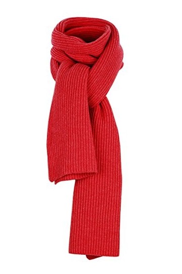 Graham Cashmere Écharpe en cachemire unisexe en maille côtelée - Rouge - Taille Unique