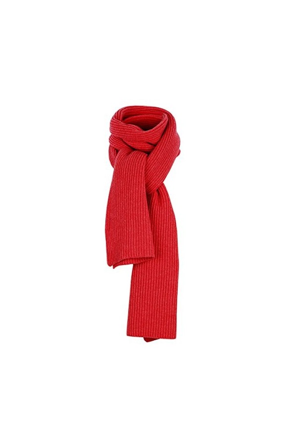 Graham Cashmere Écharpe en cachemire unisexe en maille côtelée - Rouge - Taille Unique