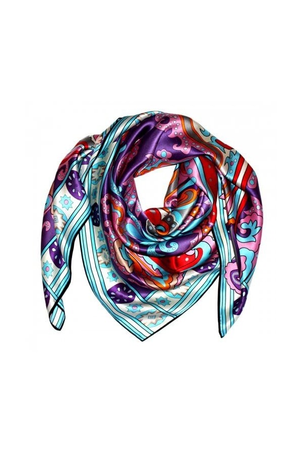 LORENZO CANA Foulard pour la femme – écharpe à la mode de 100% soie pour le printemps et l´été avec les mesures de 110 x 110 
