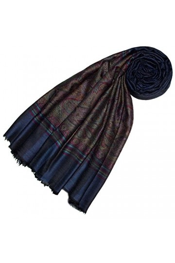 LORENZO CANA Echarpe de 100% Cachemire pour la femme – 70 cm x 200 cm, jacquard, motif paisley, avec bordure - souple et nobl