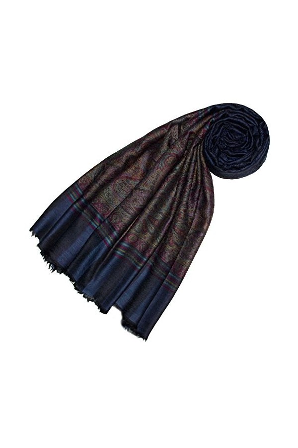 LORENZO CANA Echarpe de 100% Cachemire pour la femme – 70 cm x 200 cm, jacquard, motif paisley, avec bordure - souple et nobl