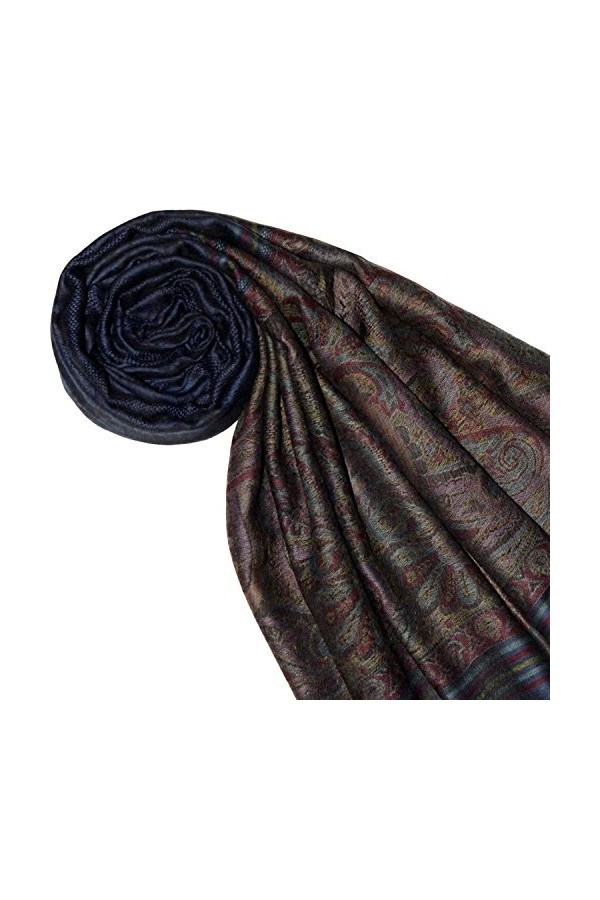 LORENZO CANA Echarpe de 100% Cachemire pour la femme – 70 cm x 200 cm, jacquard, motif paisley, avec bordure - souple et nobl