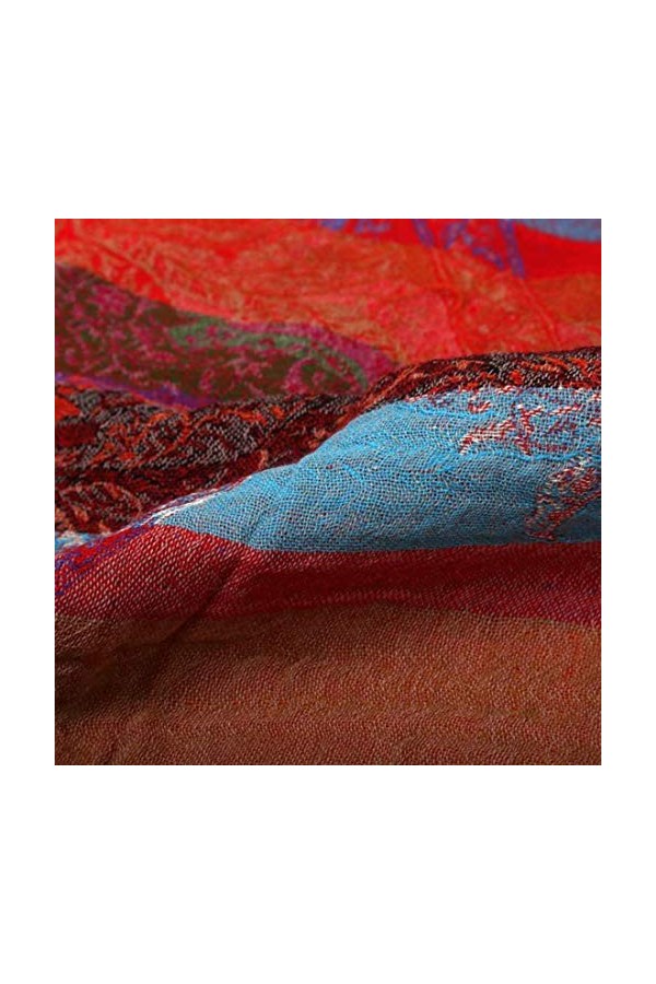 Lorenzo Cana 78573 Écharpe pour femme Écharpe à 100&nbsp;% en laine d’agneau mérinos Tissage Jacquard Motif paisley multicolore Fi