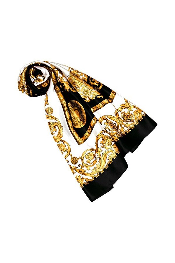 LORENZO CANA Foulard pour la femme – écharpe à la mode de 100% soie pour le printemps et l´été avec les mesures de 100 cm x 1