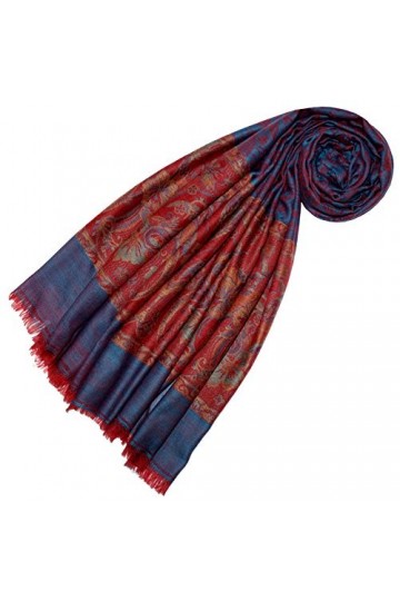 LORENZO CANA Echarpe de 100% Cachemire pour la femme – 70 x 200 cm, jacquard, motif paisley, avec bordure - souple et noble –