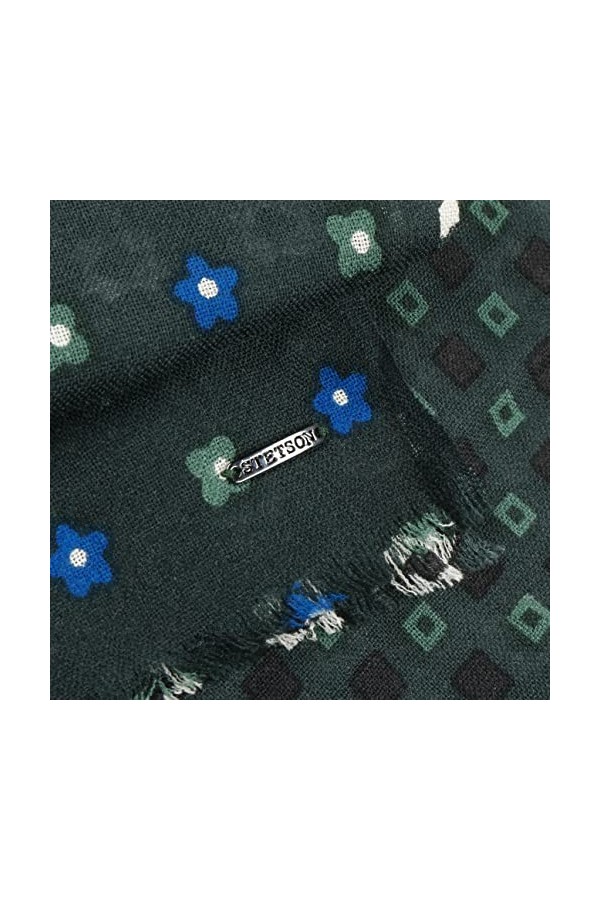 Stetson Ronavilla Écharpe en laine pour femme - Avec franges automne-hiver, vert foncé, taille unique