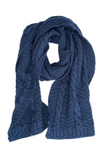 Foster-Natur, Écharpe torsadée en laine mérinos 100 % laine - Bleu - Taille unique