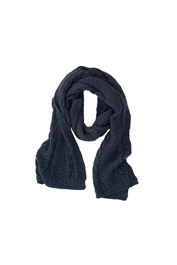 Foster-Natur, Écharpe torsadée en laine mérinos 100 % laine - Bleu - Taille unique