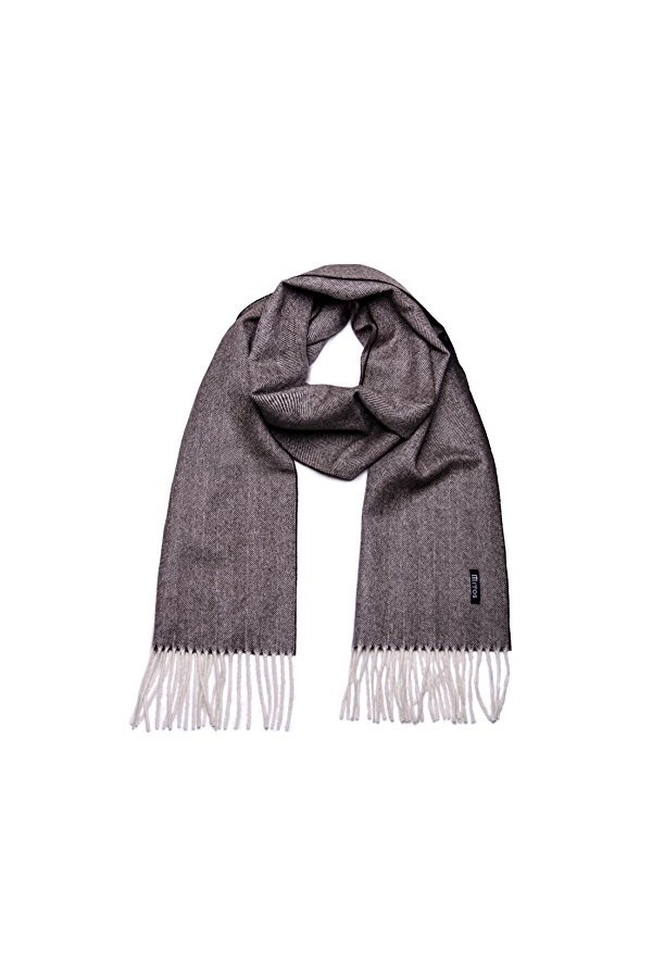 Mitos Natural Elegance Écharpe en laine 100 % alpaga Cendrier motif chevrons élégant, doux, chaud, marron clair, One Size