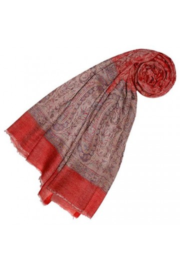 LORENZO CANA Echarpe de 100% Cachemire pour la femme – 70 x 200 cm, jacquard, motif paisley, avec bordure - souple et noble –