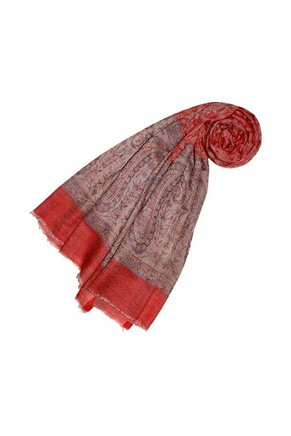 LORENZO CANA Echarpe de 100% Cachemire pour la femme – 70 x 200 cm, jacquard, motif paisley, avec bordure - souple et noble –