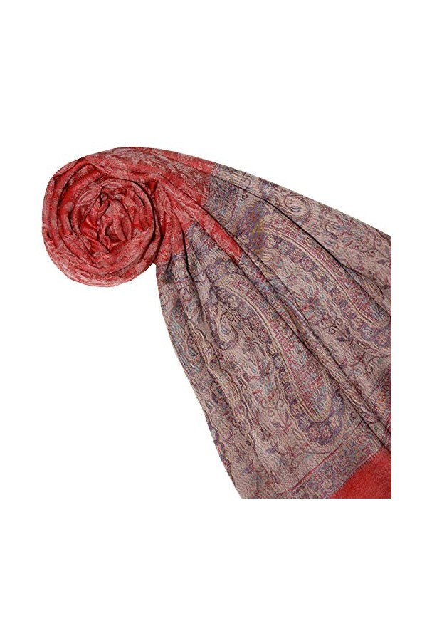 LORENZO CANA Echarpe de 100% Cachemire pour la femme – 70 x 200 cm, jacquard, motif paisley, avec bordure - souple et noble –
