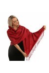 Écharpe rouge profond pour femme et homme Doux comme le cachemire et léclat dune écharpe en soie, Rouge profond, XL
