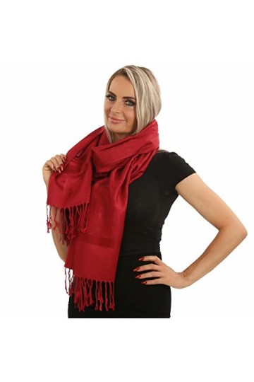 Écharpe rouge profond pour femme et homme Doux comme le cachemire et léclat dune écharpe en soie, Rouge profond, XL