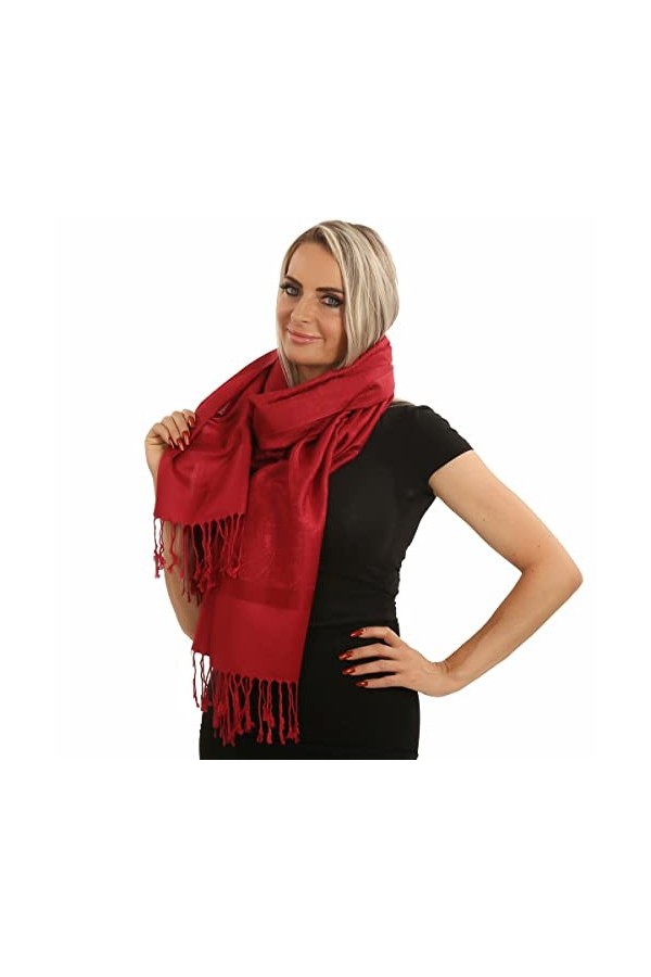 Écharpe rouge profond pour femme et homme Doux comme le cachemire et léclat dune écharpe en soie, Rouge profond, XL