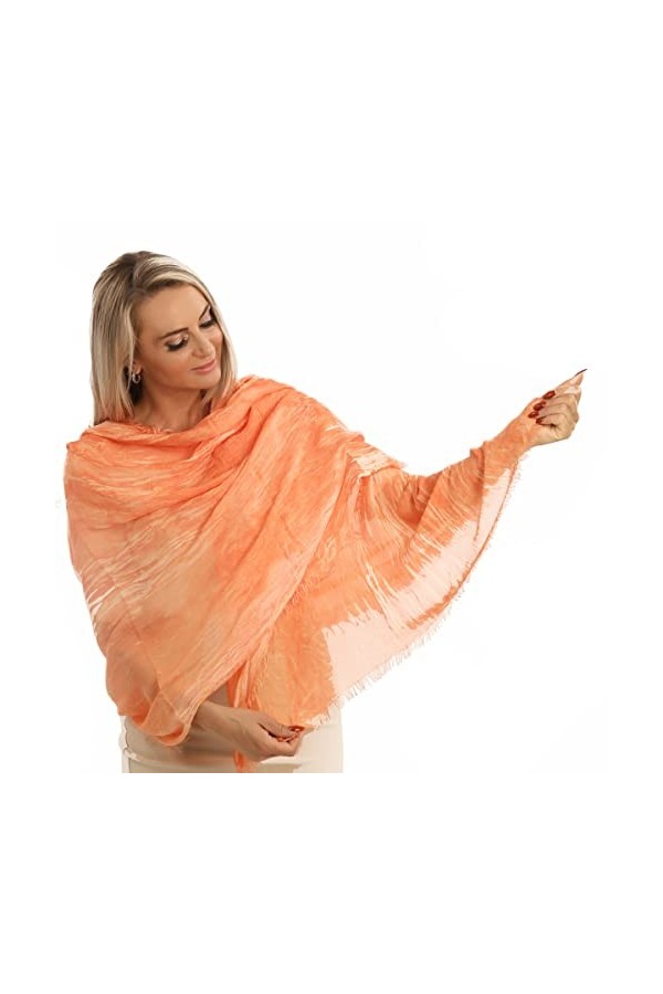 PashminaShine Cashmy Modal Écharpe douce en cachemire Orange, Orange doux, XL