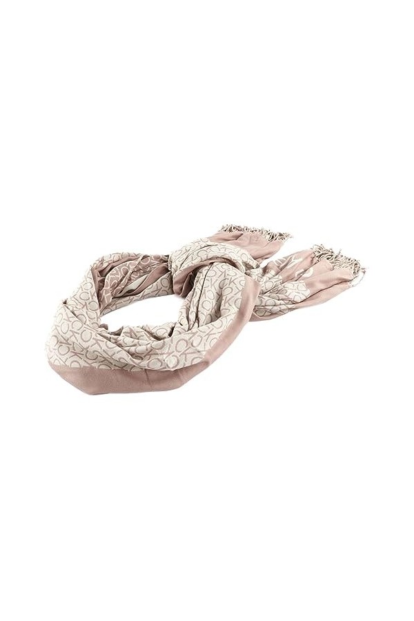 Calvin Klein Fringes Monogramme Écharpe Doeskin, Doeskin., taille unique