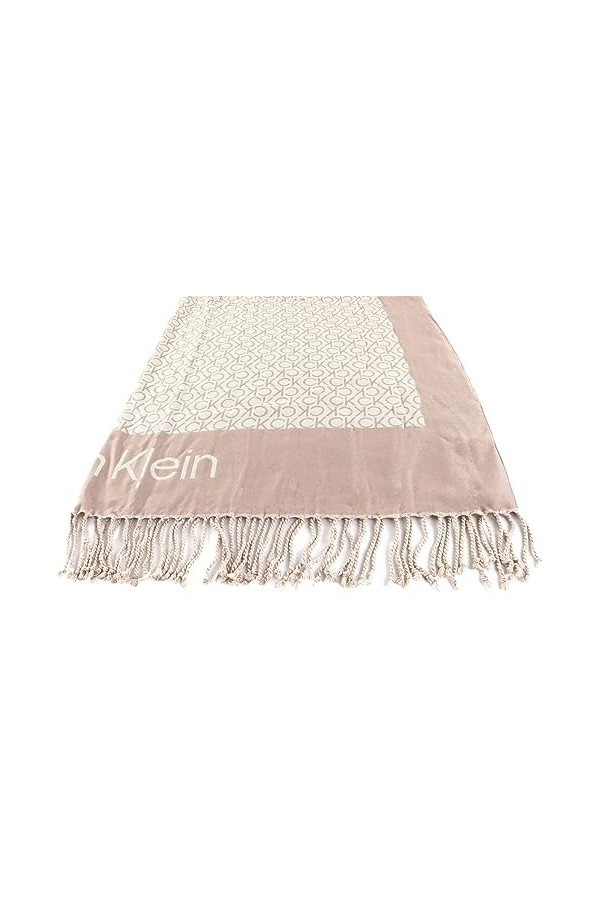 Calvin Klein Fringes Monogramme Écharpe Doeskin, Doeskin., taille unique