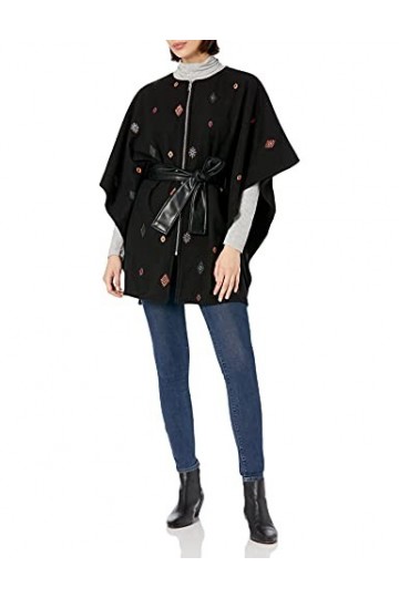 Desigual Femme Poncho_july Tribu Milan Écharpe temps froid, Rouge, Taille unique EU