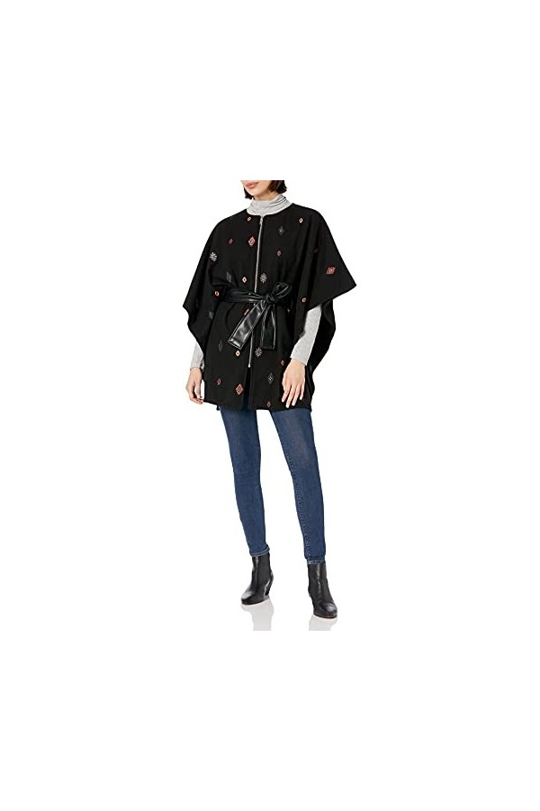 Desigual Femme Poncho_july Tribu Milan Écharpe temps froid, Rouge, Taille unique EU