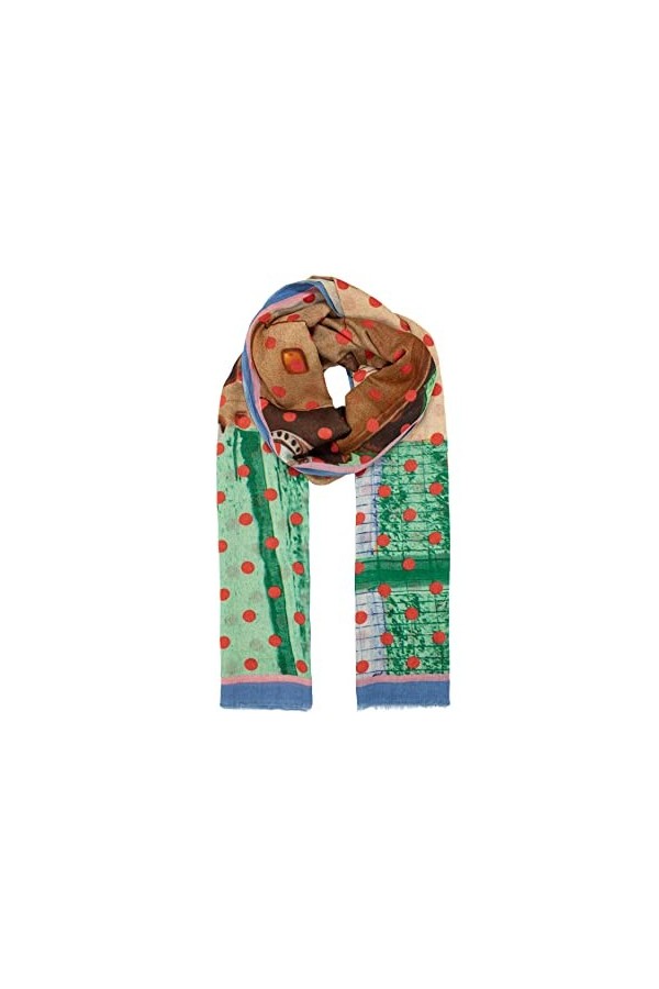 Becksöndergaard Fayette Cowo Écharpe pour femme 90 % coton/10 % laine avec imprimé à pois multicolores et motif – L : 100 x l
