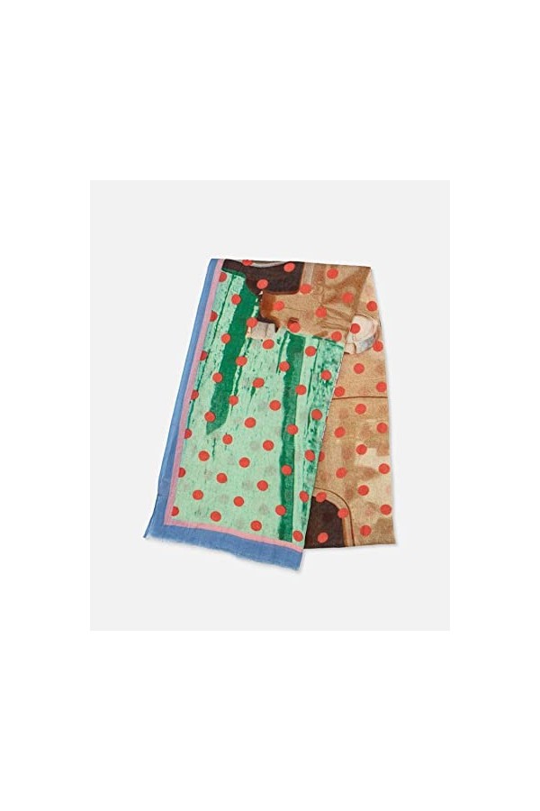 Becksöndergaard Fayette Cowo Écharpe pour femme 90 % coton/10 % laine avec imprimé à pois multicolores et motif – L : 100 x l