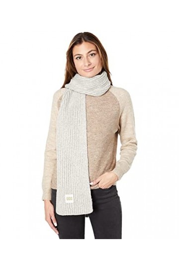UGG W Chunky Rib Knit Scarf Écharpe en Grosse Maille côtelée W, Light Grey, O/S Femme