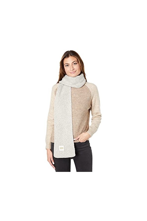 UGG W Chunky Rib Knit Scarf Écharpe en Grosse Maille côtelée W, Light Grey, O/S Femme