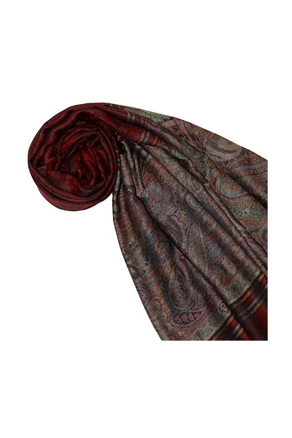LORENZO CANA Echarpe de 100% Cachemire pour la femme – 70 x 200 cm, jacquard, motif paisley, avec bordure - souple et noble –
