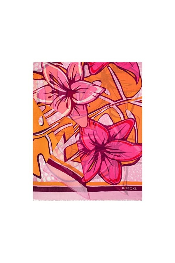 Roeckl Botanical Summer 70 x 180 cm Écharpe de Mode, Multi Tangerine, Taille Unique Femme