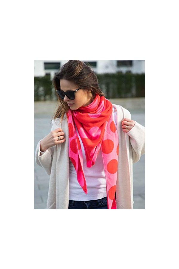 Zwillingsherz Foulard triangulaire en coton – Écharpe de qualité supérieure à pois pour femme garçon fille – 2020 – XXL tour 
