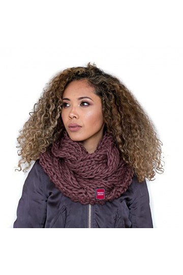 PREMIUMARMADA Écharpe en laine vierge de qualité supérieure 100% laine vierge tricotée chaude - Marron - Taille unique