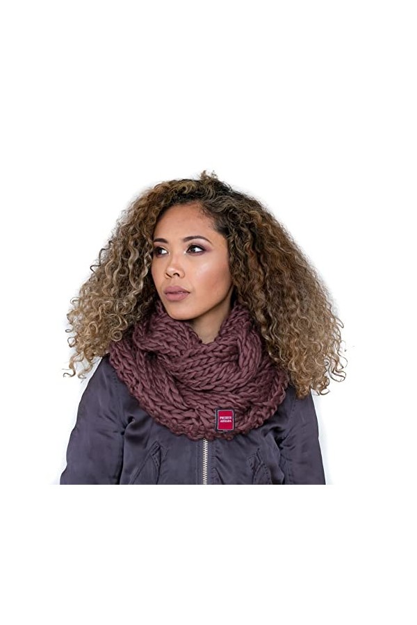 PREMIUMARMADA Écharpe en laine vierge de qualité supérieure 100% laine vierge tricotée chaude - Marron - Taille unique