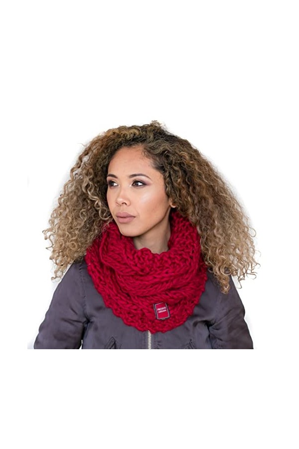 PREMIUMARMADA Écharpe en laine vierge de qualité supérieure 100% laine vierge tricotée chaude - Marron - Taille unique