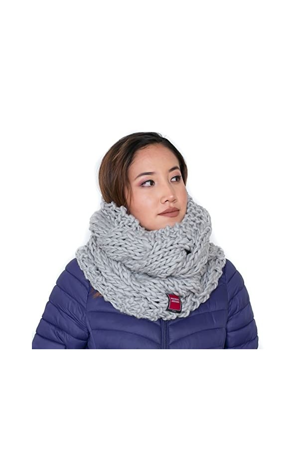 PREMIUMARMADA Écharpe en laine vierge de qualité supérieure 100% laine vierge tricotée chaude - Marron - Taille unique