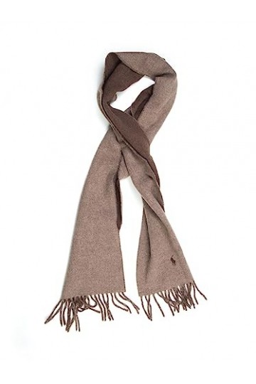 Ralph Lauren Écharpe unisexe marron avec franges UNI, multicolore, Taille Unique