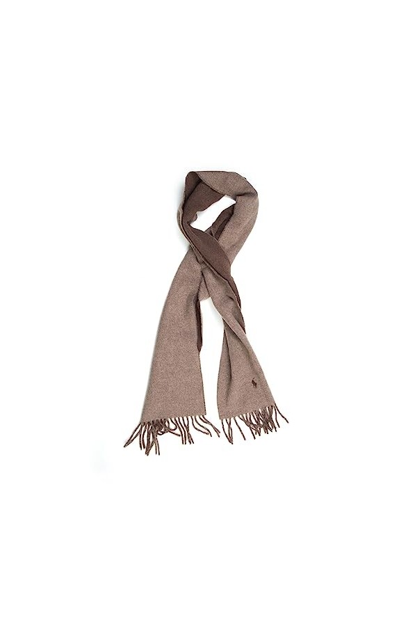 Ralph Lauren Écharpe unisexe marron avec franges UNI, multicolore, Taille Unique