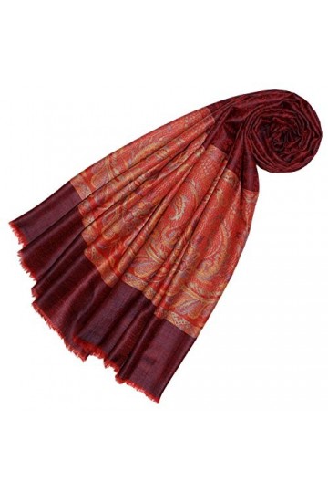 LORENZO CANA Echarpe de 100% Cachemire pour la femme – 70 x 200 cm, jacquard, motif paisley, avec bordure - souple et noble –